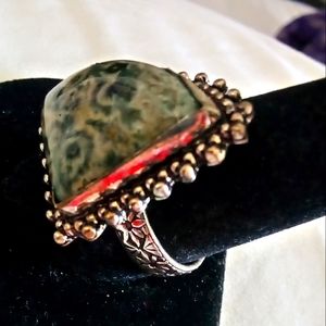 Man's sea sediment jasper dress ring Size 10.5